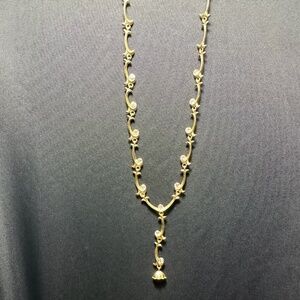 Vintage Avon Y-Shaped Necklace – Gold-Tone Vine with Diamond Rhinestones